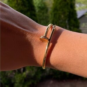 GOLD NAIL HEAD BRACELET ZIRCONIA CUFF BANGLE BRACELET LUXURY Gold or Silver
